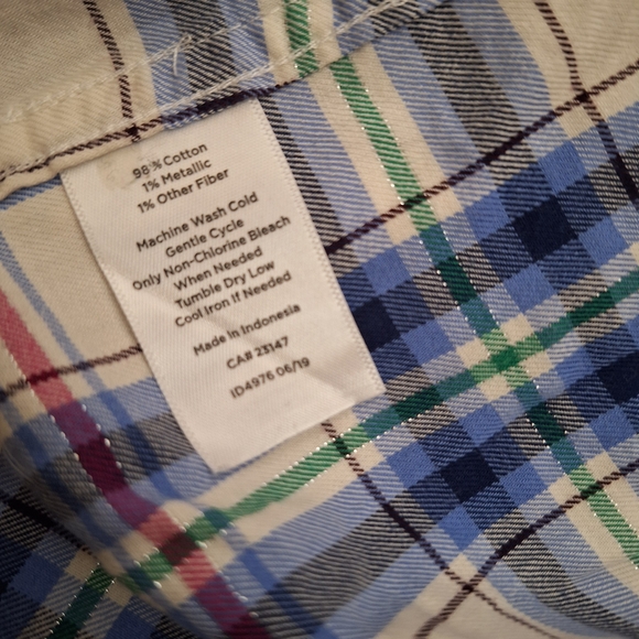 Talbots Shimmery Plaid Button-Up Shirt - Picture 6 of 6